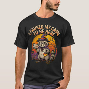Camiseta Detuve mi juego para estar aquí Mapache divertido
