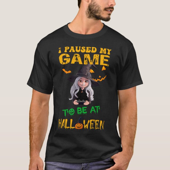 Camiseta Detuve mi juego para estar en Halloween (Anverso)
