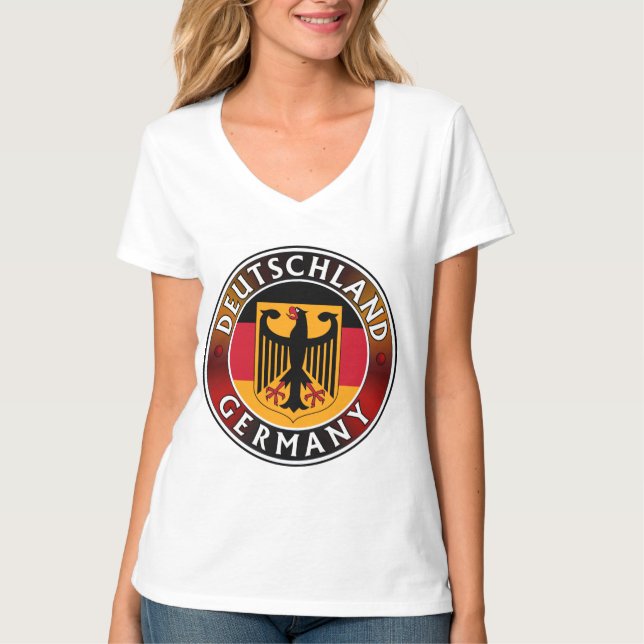 Camiseta Deutschland Alemania Plaque, Bandera alemana y águ (Anverso)