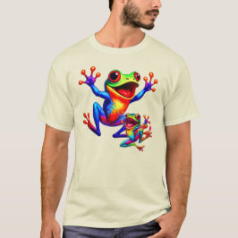Camiseta Deux grenouilles colorées qui sautent de joie.