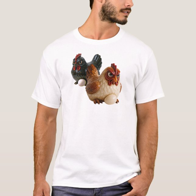Camiseta Deux poules sur un tee-shirt couvent. (Anverso)