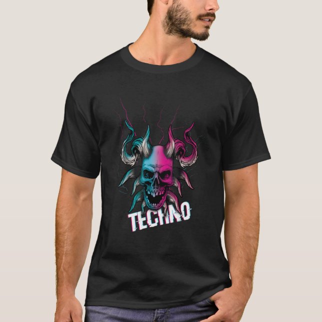 Camiseta Devil Bone Tekno Rave Music Hard Techno Raver Dark (Anverso)