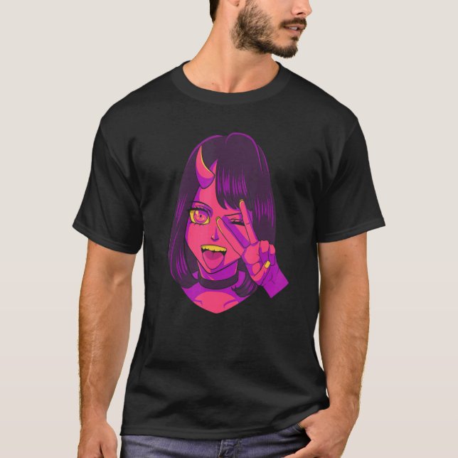 Camiseta Devil Demon Chica Acid Pixie Gótico estético satán (Anverso)