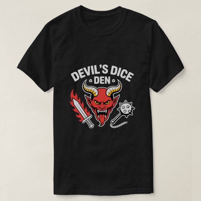 Camiseta Devil’s Dice Den RPG Gamer T‑Shirt – Red Demon Hea (Diseño del anverso)