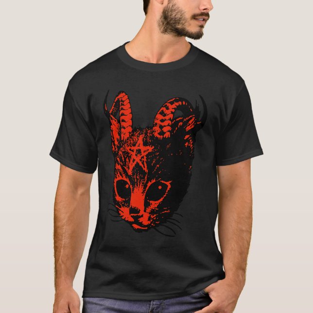 Camiseta Devil Satan Demon Kitten Pentagram Gatos (Anverso)