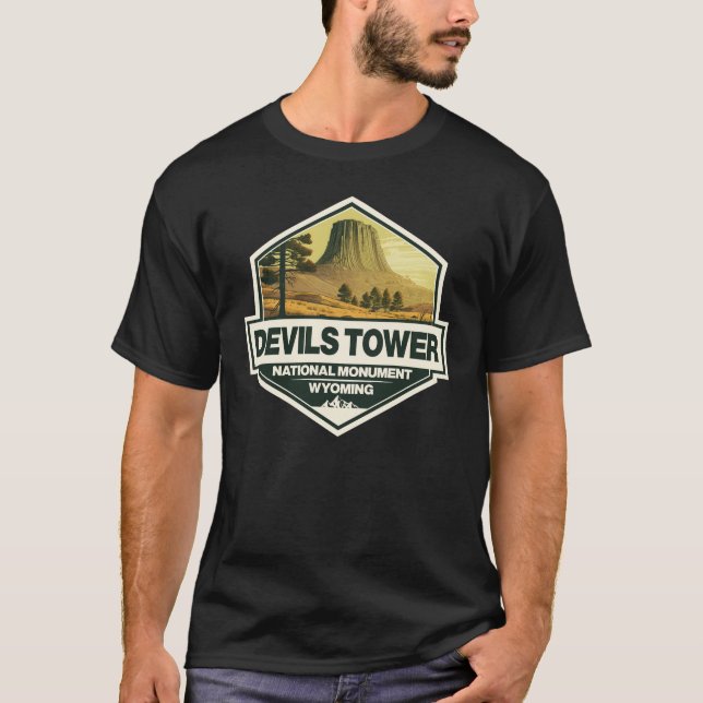 Camiseta Devils Tower Monumento Nacional Viaje Arte Vintage (Anverso)