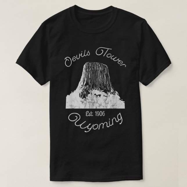 Camiseta Devils Tower Wyoming Monumento Nacional Retro Vint (Diseño del anverso)