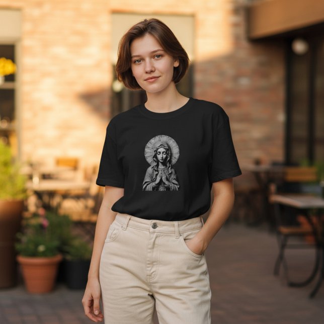 Camiseta Devoción Tallada María de Madera (Subido por el creador)