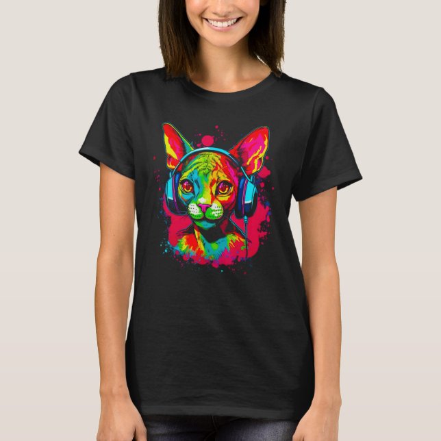 Camiseta Devon Rex Cat DJ (Anverso)