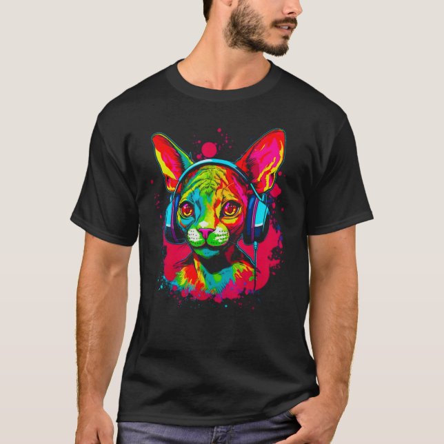 Camiseta Devon Rex Cat DJ (Anverso)