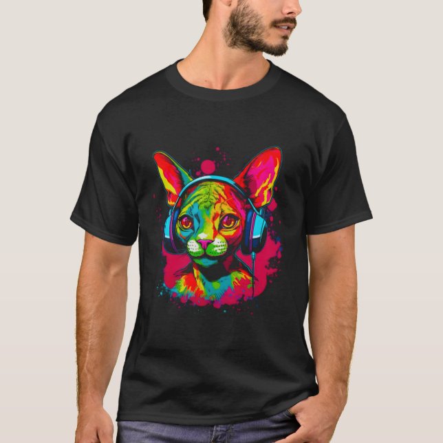 Camiseta Devon Rex Cat Dj (Anverso)