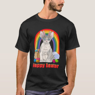 Camiseta Devon Rex Cat Feliz Eggys de Pascua Bunny