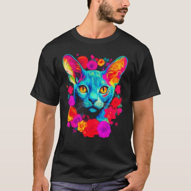 Camiseta Devon Rex Cat Flower (Anverso)