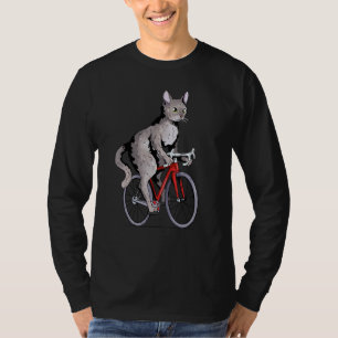 Camiseta Devon Rex Cat Riding Bicycle Cute Biker Ciclista
