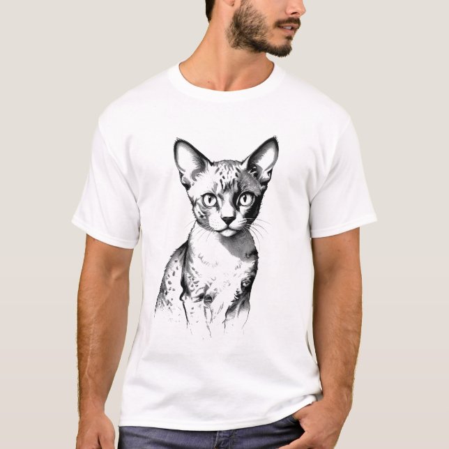 Camiseta Devon Rex Cat Sketch Men's T-Shirt (Anverso)