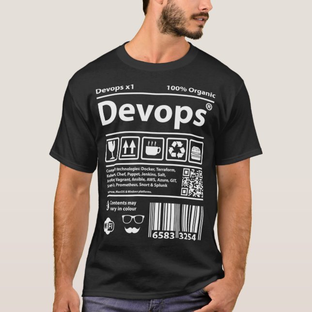 Camiseta Devops Barcode programming computers source code g (Anverso)