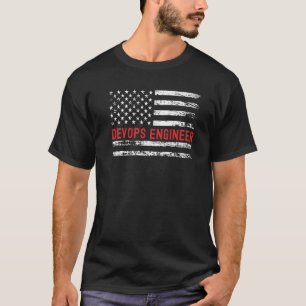 Camiseta Devops Engineer USA Flag Profession Retro Job Titu