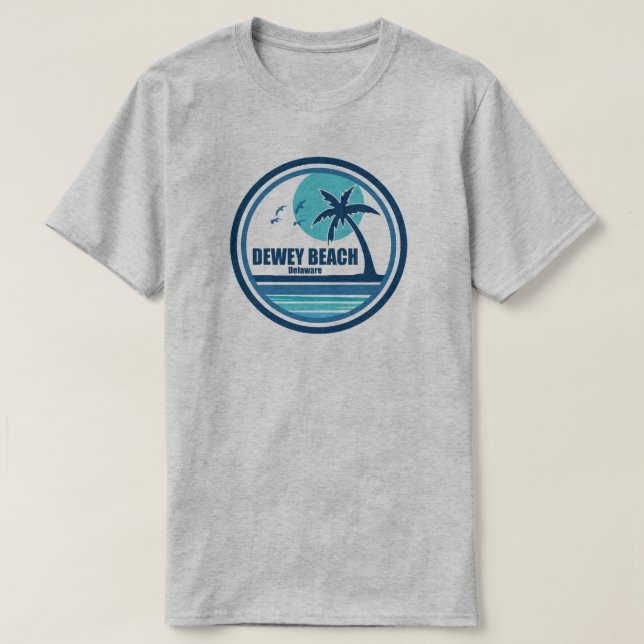Camiseta Dewey Beach Delaware Palm Tree Birds (Diseño del anverso)