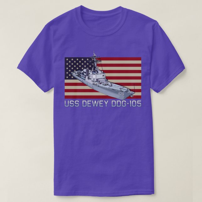 Camiseta Dewey DDG105 Diagrama de buque Bandera estadounide (Diseño del anverso)