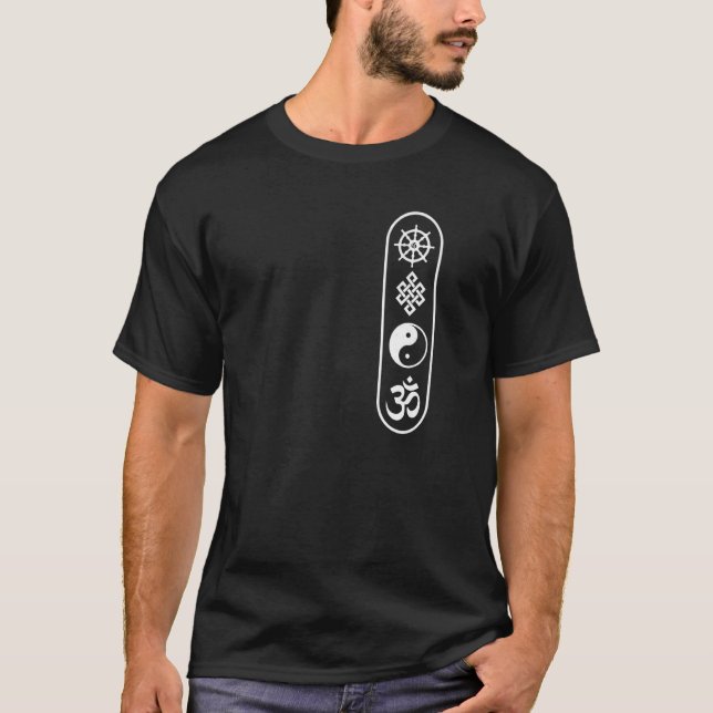 Camiseta Dharmachakra Wheel Om Rótulo Yin Yang Endless Kno (Anverso)
