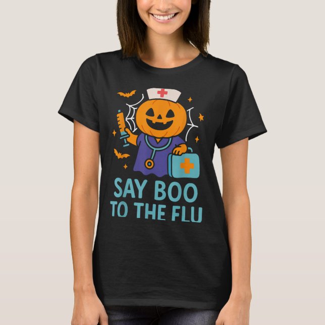 Camiseta Di Boo A La Calabaza De Vacunas De Halloween Para  (Anverso)