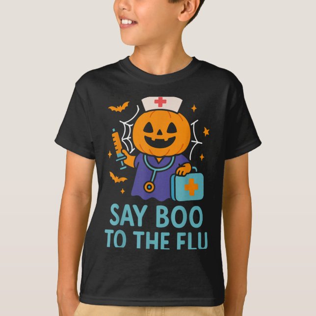 Camiseta Di Boo A La Calabaza De Vacunas De Halloween Para  (Anverso)