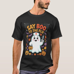 Camiseta Di Boo a La Gripe Enfermera de Halloween Humor Méd