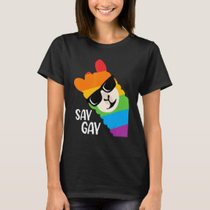Camiseta Di Gay Llama Gafas de Sol Lgbt Bandera Arcoiris Or