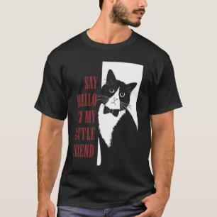 Camiseta Di Hola a Mi Pequeño Amigo Gato Divertido