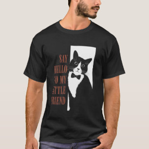 Camiseta Di Hola a Mi Pequeño Amigo Gato Divertido
