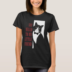 Camiseta Di Hola a Mi Pequeño Amigo Gato Divertido