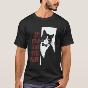 Camiseta Di Hola a Mi Pequeño Amigo Gato Divertido