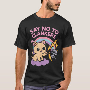 Camiseta Di No a Clankers Anti Ai Robots Gatito Lluvia