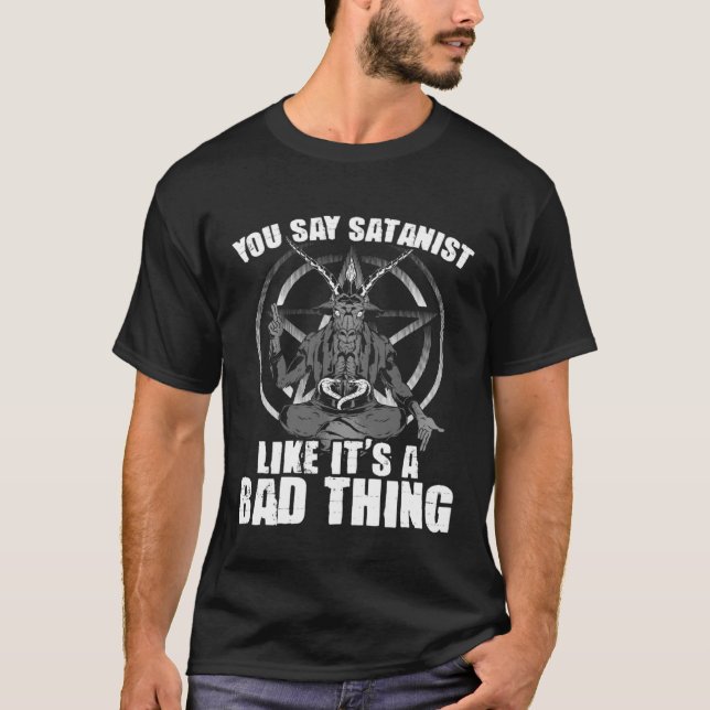 Camiseta Di Satanista Brujería Satánica Gótico de Baphomet (Anverso)