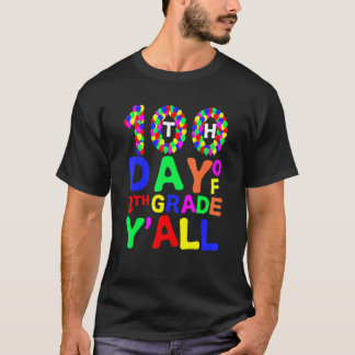 Camiseta Día 100 de 8º Grado Y'all Globos Profesor Estudian
