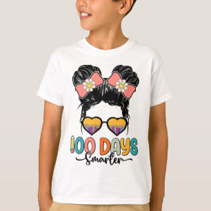 Camiseta Día 100 de la escuela niñas moño desordenado 100 d