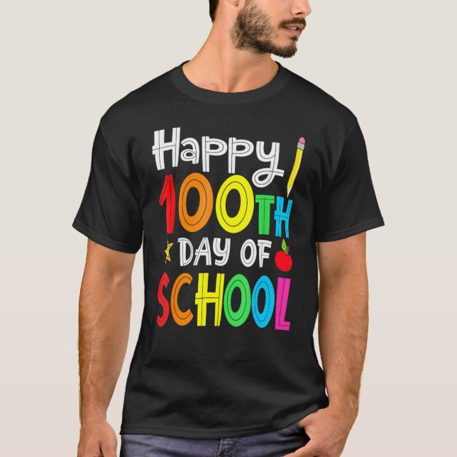 Camiseta Día 100 de Maestros de Escuela Niños Niño Feliz 10 (Anverso)