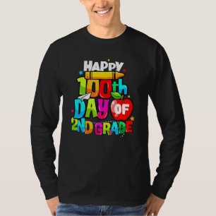 Camiseta Día 100 de profesora de segundo grado niños felice