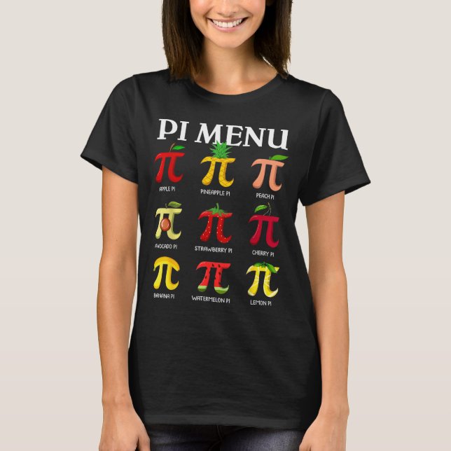 Camiseta Día 314 menú divertido pastel de frutas menú profe (Anverso)