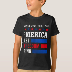 Camiseta Día 4 de Julio Bandera Estadounidense Deja Anillo 