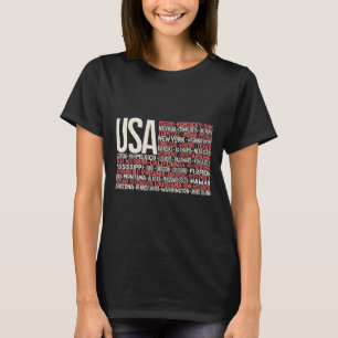 Camiseta Día 4 de julio Bandera Estadounidense Nombres de m