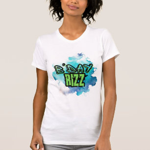 Camiseta Día B (Cumpleaños) Rizz Verde Y Azul Monocromático