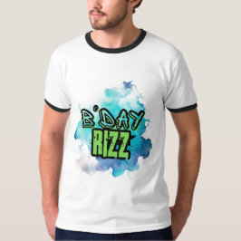 Camiseta Día B (Cumpleaños) Rizz Verde Y Azul Monocromático