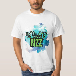 Camiseta Día B (Cumpleaños) Rizz Verde Y Azul Monocromático