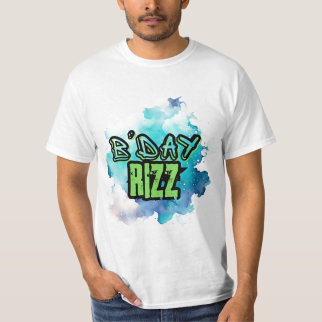 Camiseta Día B (Cumpleaños) Rizz Verde Y Azul Monocromático (Anverso)