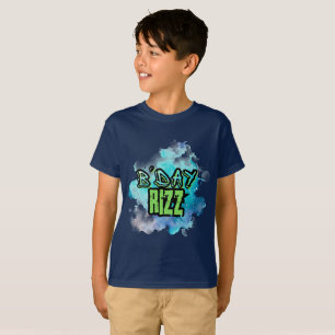 Camiseta Día B (Cumpleaños) Rizz Verde Y Azul Monocromático