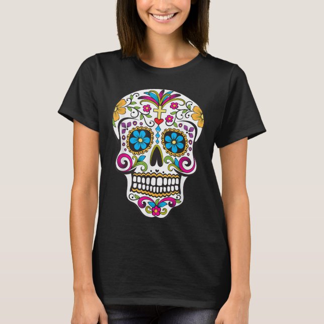 Camiseta Día clásico de la calavera del azúcar muerto (Anverso)