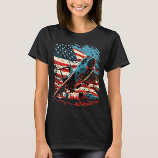 Camiseta Día conmemorativo Avión militar USA Bandera estado