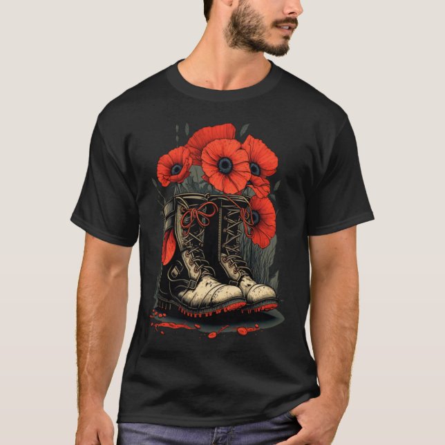 Camiseta Día Conmemorativo Flor de Adormidera Roja Boots mi (Anverso)