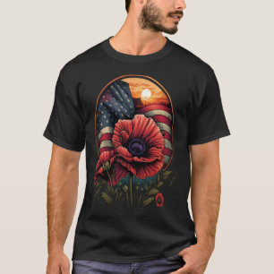 Camiseta Día conmemorativo Flor de Adormidera Roja USA Band